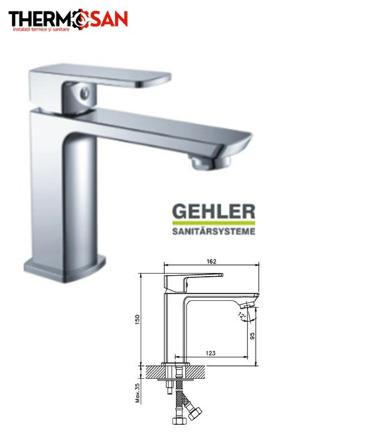 Baterie lavoar GEHLER QUADRAT, ventil pop-up [2]
