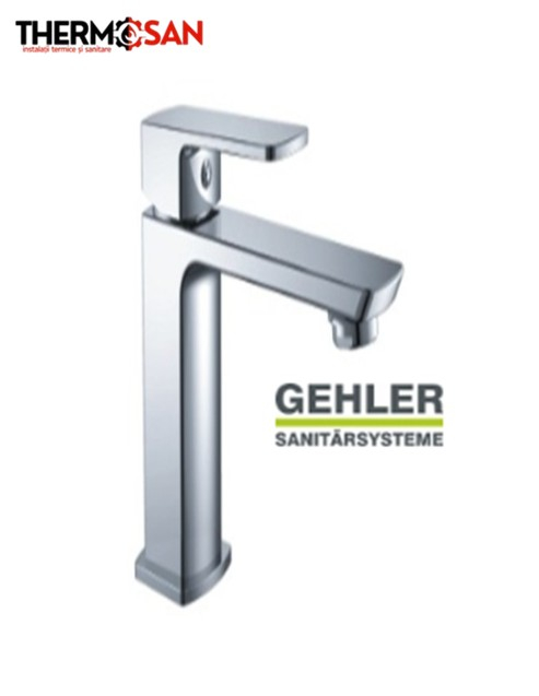 Baterie lavoar GEHLER QUADRAT XL cu pipa inalta pentru lavoarde tip bol cu ventil, inaltime 281 mm [2]
