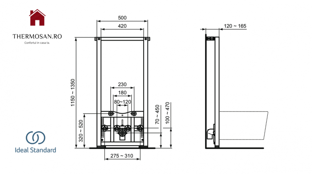 Cadru incastrabil bideu IDEAL STANDARD Prosys [ R016267 ] [3]