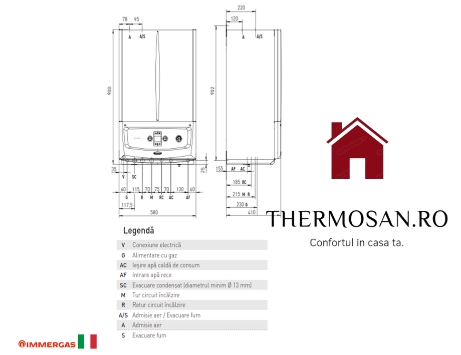 Centrala murala IMMERGAS in Condensatie cu Boiler incorporat VICTRIX Zeus SUPERIOR 25 Boiler de INOX 45l. - IMMERGAS [5]