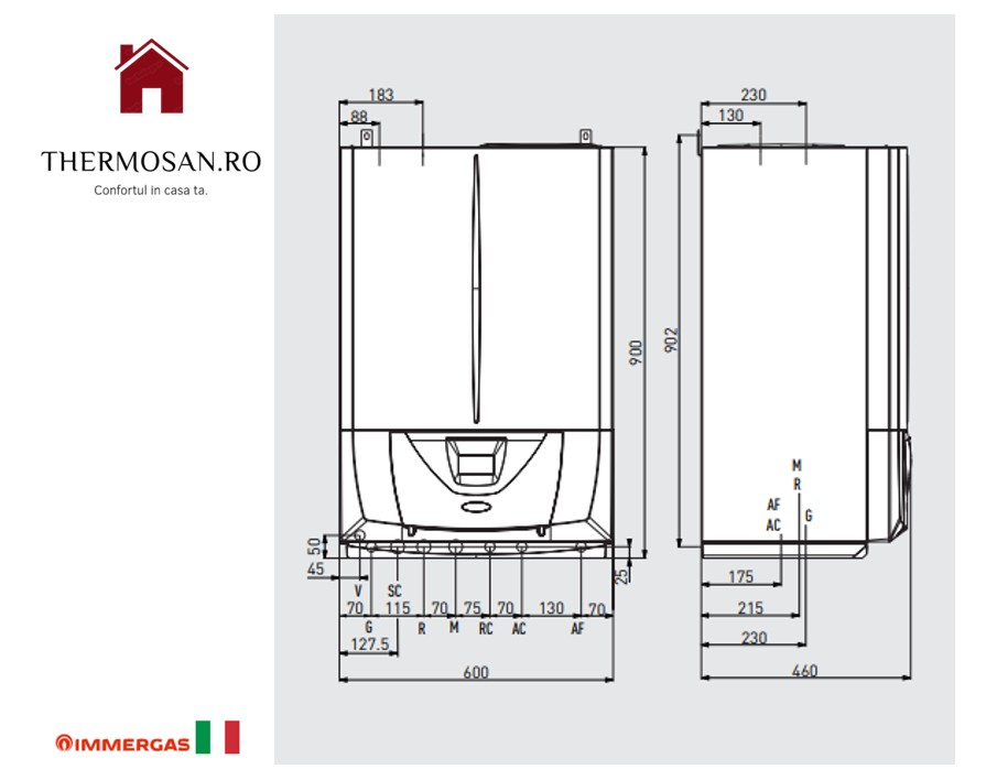 Centrala murala in condensatie cu boiler INOX 60L incorporat IMMERGAS VICTRIX ZEUS SUPERIOR 35kW- inclus kit de evacuare [3.030902] [4]