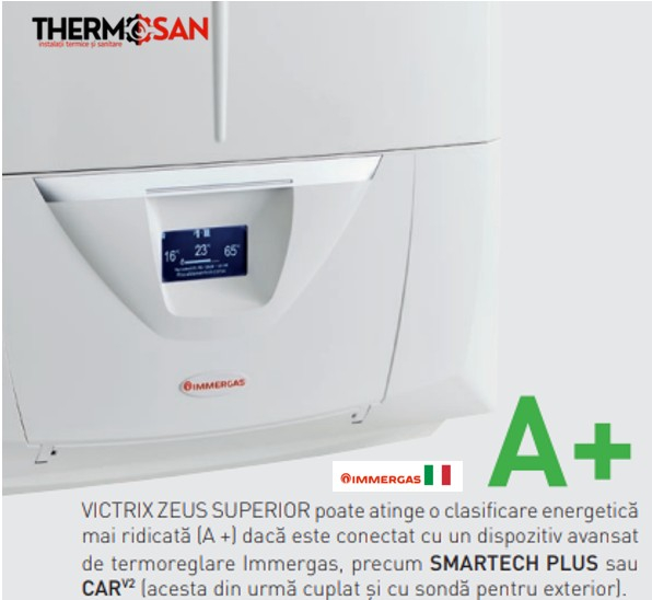 Centrala murala in condensatie cu boiler INOX 60L incorporat IMMERGAS VICTRIX ZEUS SUPERIOR 35kW- inclus kit de evacuare [3.030902] [3]