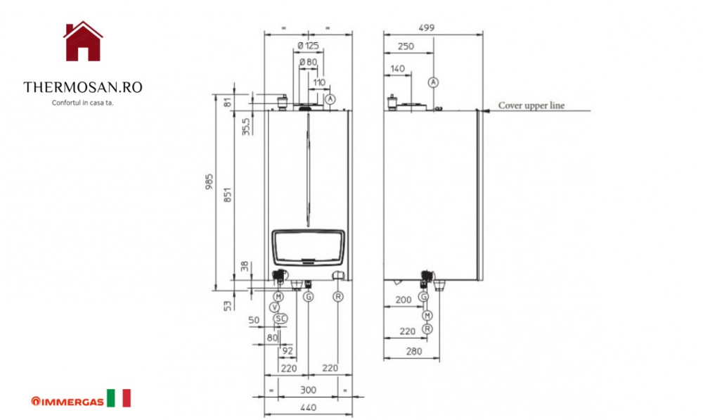 Centrala murala in condensatie IMMERGAS VICTRIX PRO V2 55 - 55kW - include pompa si schimbator de INOX [ 3.033857 ] [5]