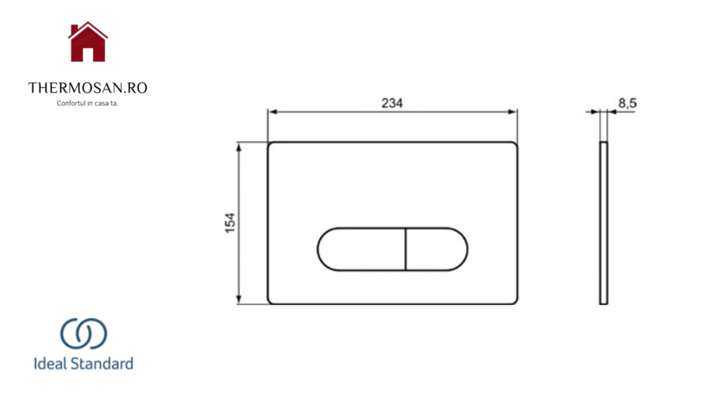 Clapeta actionare WC IDEAL STANDARD ProSys Oleas M2 cu dubla comanda - crom [ R0121AA ] - Pentru bazinele Prosys [3]