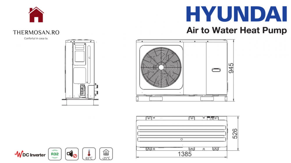 Pompa de caldura aer-apa HYUNDAI MONOBLOC HYHC-V14W/D2N8-BE30. INCLUS TVA 9% PERSOANE FIZICE [4]