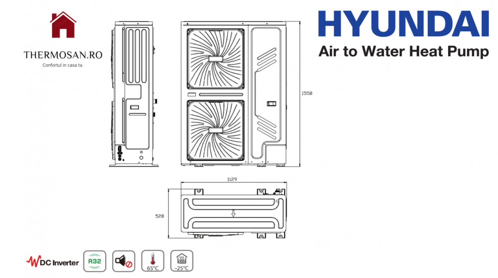 Pompa de caldura aer-apa HYUNDAI MONOBLOC HYHC-V26W/D2RN8. INCLUS TVA 9% PERSOANE FIZICE [4]