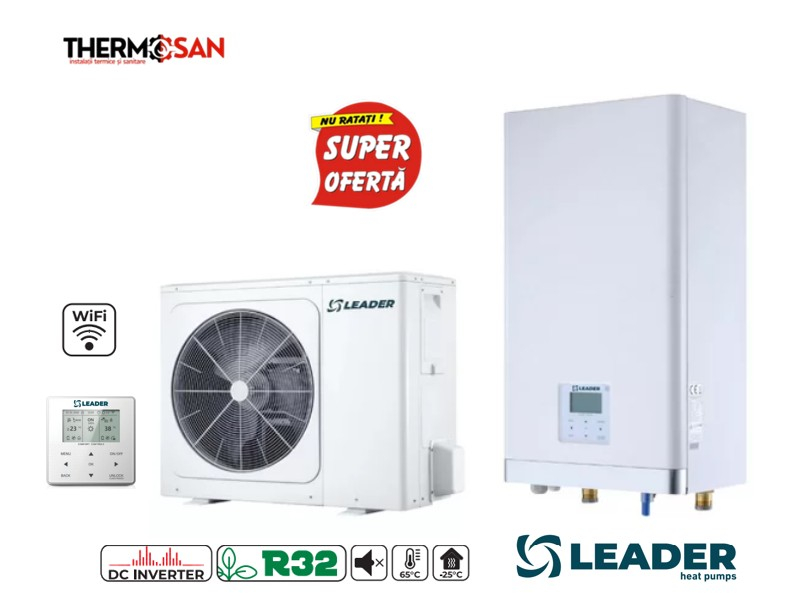 Pompa de caldura aer-apa R32 split monofazat LEADER 10W. INCLUS TVA 9% PERSOANE FIZICE [2]