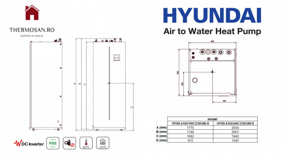 POMPE DE CALDURA R32 "ALL IN ONE" (cu boiler integrat)SPLIT HYUNDAI HYHA-V12W/D2N8  HYHB-A160/240CD30GN8.  INCLUS TVA 9% PERSOANE FIZICE [5]