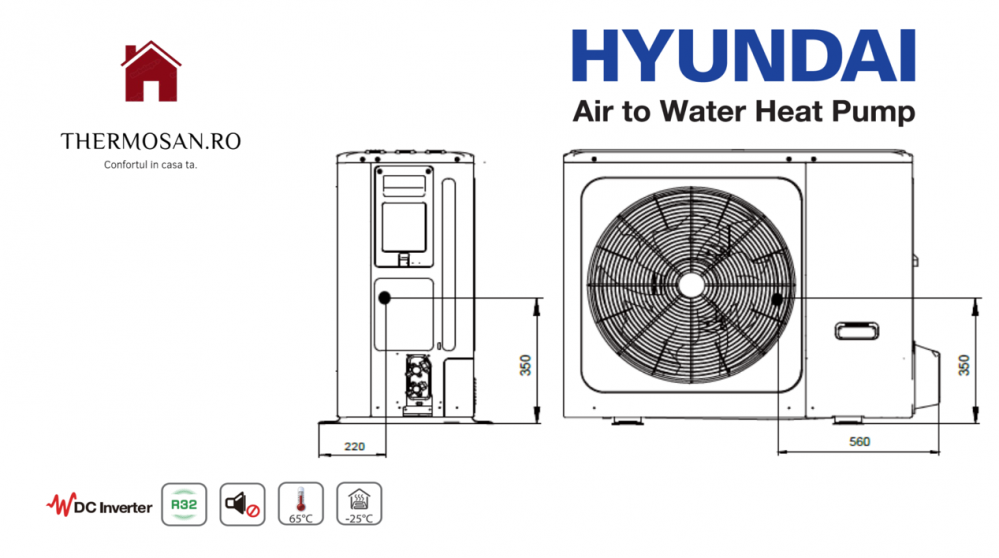 POMPE DE CALDURA R32 "ALL IN ONE" (cu boiler integrat)SPLIT HYUNDAI HYHA-V8W/D2N8  HYHB-A100/190CD30GN8 [3]