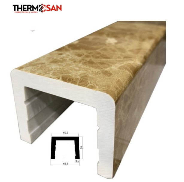 Prag compozit pentru cabina de dus, LIGHT BROWN, (1500 x 60 x 50mm) [2]