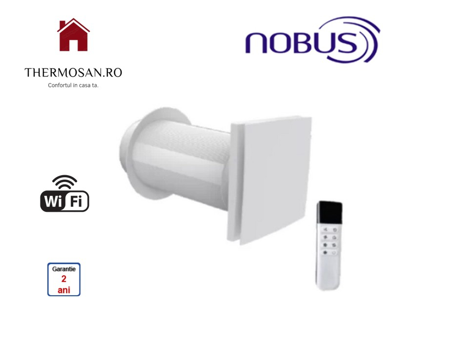 Recuperator de caldura rezidential montaj perete NOBUS NBSVT10 0-WF 100mm, debit 50m3/h , WI-FI – Telecomanda Inclusa [2]