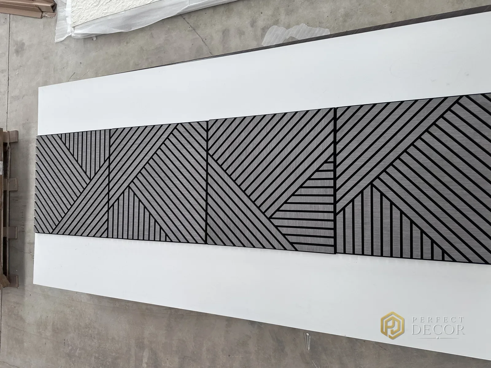 Riflaj acustic WPC 3D negru geometric, 600×600 mm (12067) [5]