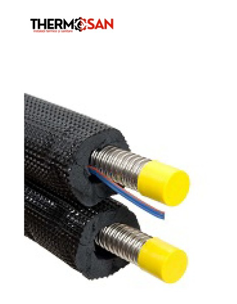 Tub DUBLU gofrat inox 304L izolat DN16 / 3/4" 20M cu cablu electric [ 5701021 ]colac [2]