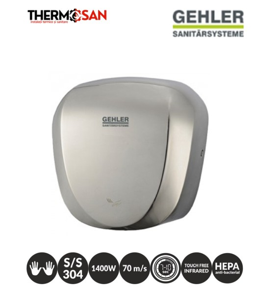 Uscator de maini INOX GEHLER cu filtru HEPA si senzor infrarosu - 1450 W [ AK2901 ] [2]