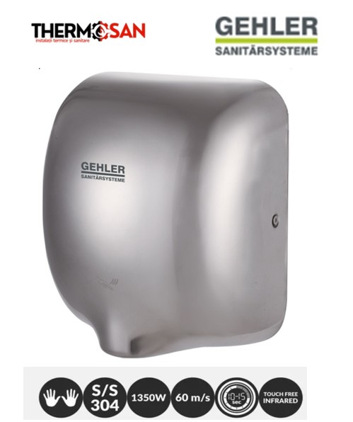 Uscator de maini INOX GEHLER cu senzor infrarosu - 1650 W [ AK2801 ] [2]