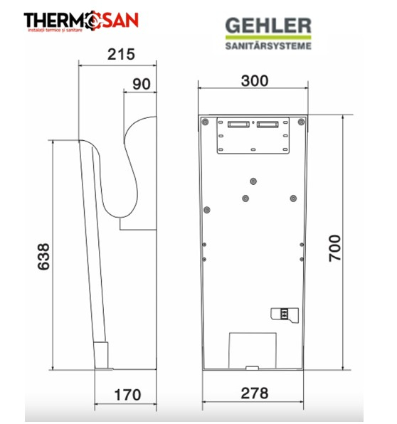 Uscator de maini vertical din ABS GEHLER cu senzor infrarosu -1850 W [ AK2030 ] [4]