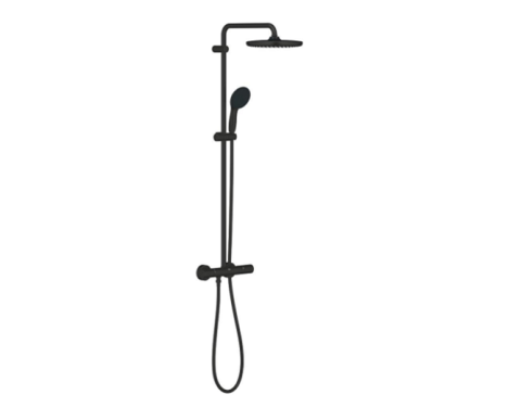 BATERII  GROHE - Baterie dus / coloana dus GROHE Tempesta System 250 cu termostat - palarie de dus + para mobila cu 2 functii, negru mat