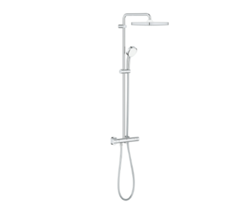 Colectia ESSENCE GROHE - Baterie dus / coloana dus Tempesta Cosmopolitan System CUBE 250 cu termostat - palarie de dus + para mobila cu 2 functii