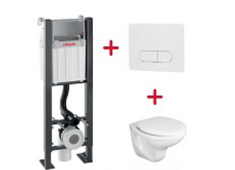 CADRE WC/BIDE - Bazin/cadru WC incastrat WIRQUIN ELIPSE + WC suspendat ROCA + capac PP Wirquin Premier ESSENTIALS + clapeta alb lucios [ 50950179 / 5595 0003 ]