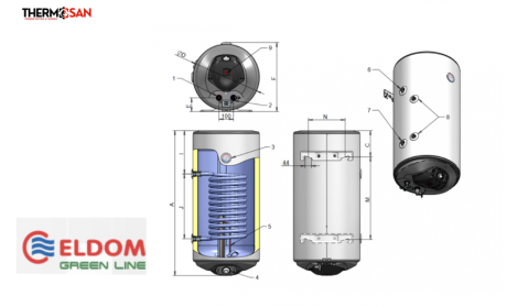 Boiler termoelectric Vertical ELDOM Green Line 80 L, 2kW - 1 serpentina 72268S / WV08039SL [2]