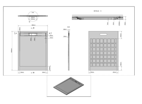 Cadita de dus +sifon GT-12090 LS Bej+sifon 30mm [3]