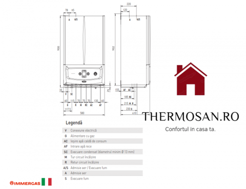 Centrala murala IMMERGAS in Condensatie cu Boiler incorporat VICTRIX Zeus SUPERIOR 25 Boiler de INOX 45l. - IMMERGAS [4]