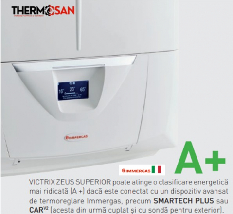 Centrala murala in condensatie cu boiler INOX 60L incorporat IMMERGAS VICTRIX ZEUS SUPERIOR 35kW- inclus kit de evacuare [3.030902] [2]