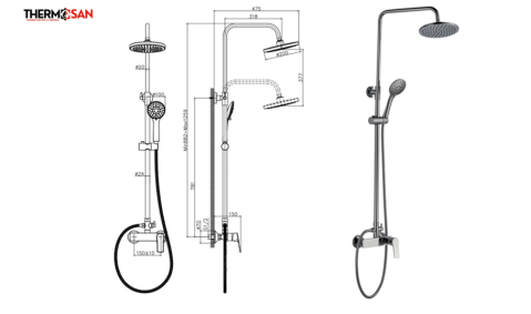 Coloana dus reglabila pe inaltime cu palarie de dus + para mobila - 3 functii [1]