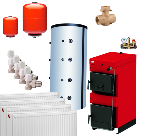 INCALZIRE - Pachet Încălzire THERMOSAN Burnit NWB 35 kW 120-200m2 + Puffer 800L + Accesorii