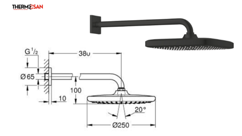 Palarie dus GROHE Tempesta 250 Cube [1]