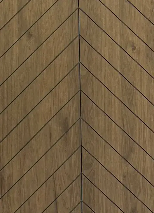 Panou decorativ WPC gravat lemn maro Chevron 600 × 2800 mm – Model 12064 [1]