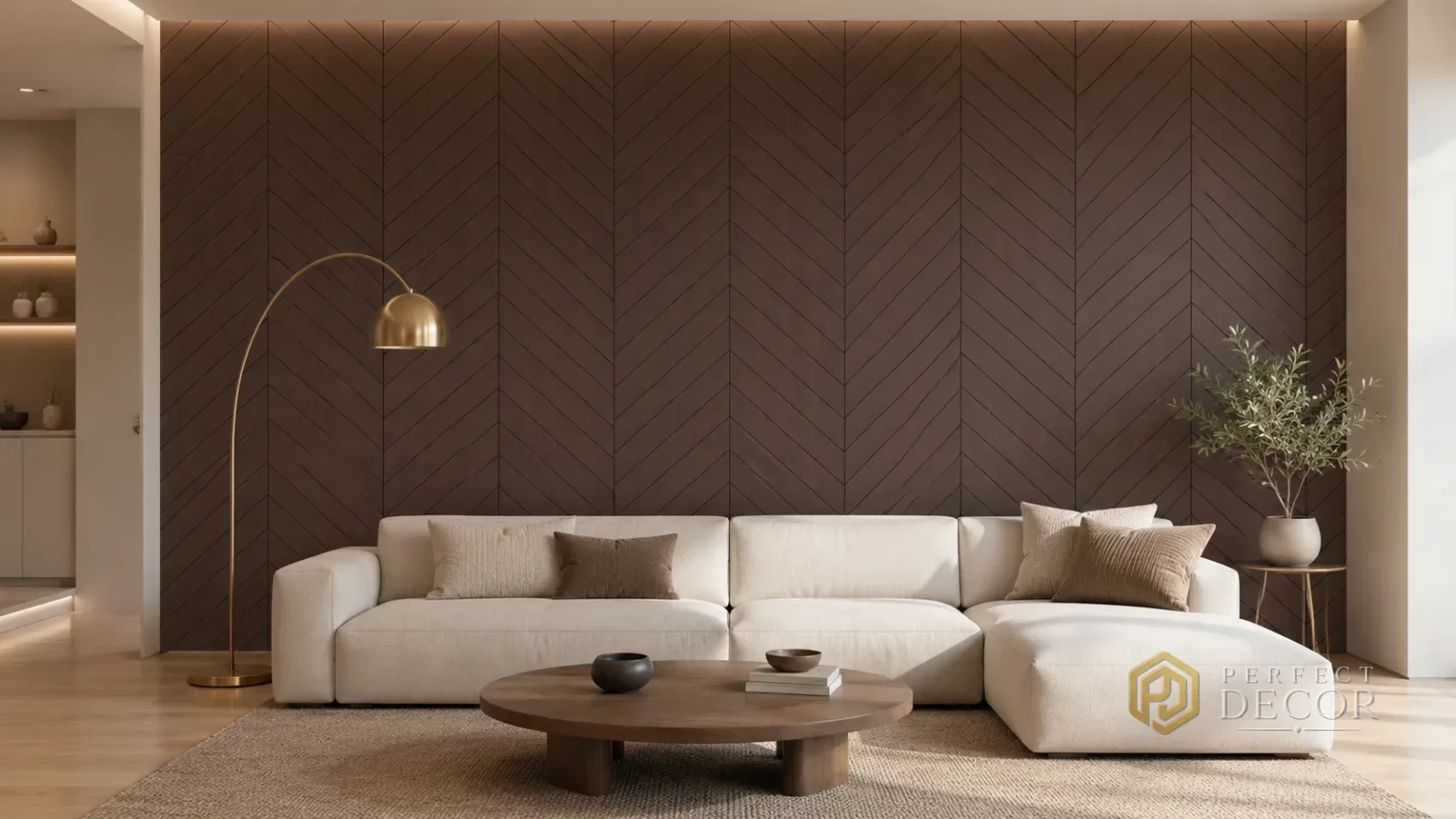 Panou decorativ WPC gravat lemn maro Chevron 600 × 2800 mm – Model 12064 [2]