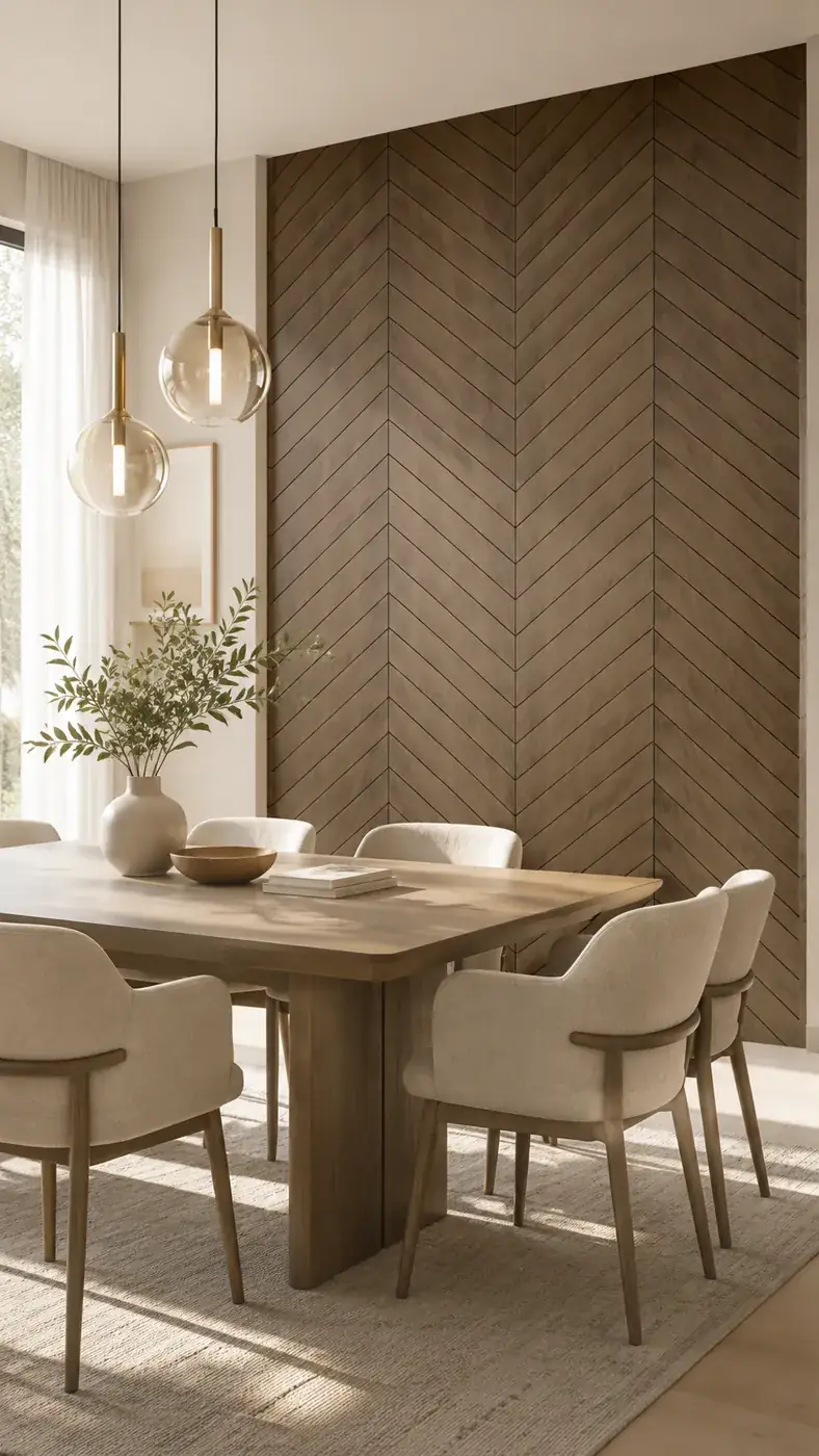 PLACAJE PENTRU INTERIOR - Panou decorativ WPC gravat lemn maro Chevron 600 × 2800 mm – Model 12064