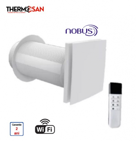 Recuperator de caldura rezidential montaj perete NOBUS NBSVT150-CO 160mm, debit 60m3/h , WI-FI , CO2 – Telecomanda Inclusa [1]
