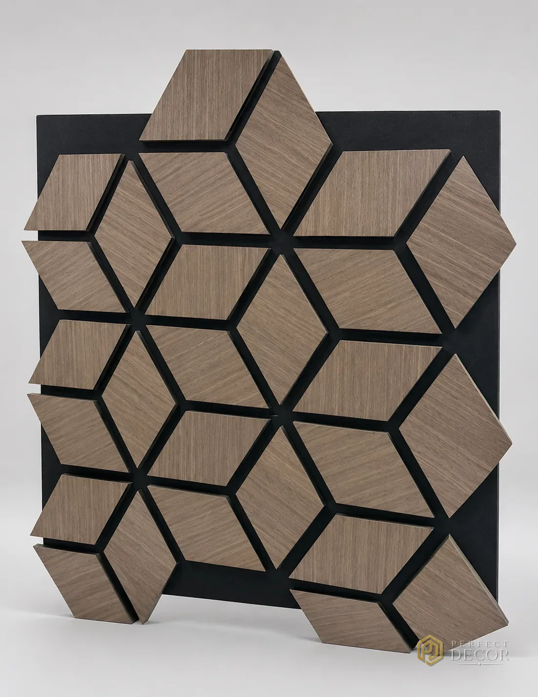Riflaj acustic WPC 3D hexagon lemn închis, 610×700 mm (12068) [1]