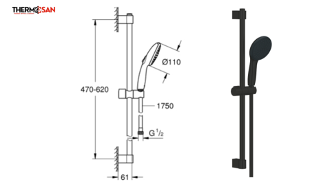 Set dus GROHE Tempesta 110 - bara reglabila 600 mm [1]
