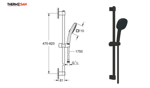 Set dus GROHE Tempesta Cube 110 - bara reglabila 600 mm, [1]