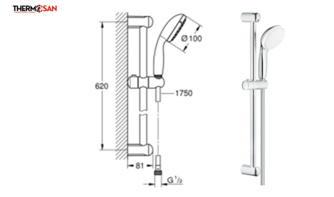 Set dus NEW TEMPESTA 100 - bara reglabila 600 mm, para cu 1 functie, furtun 1750 mm [1]
