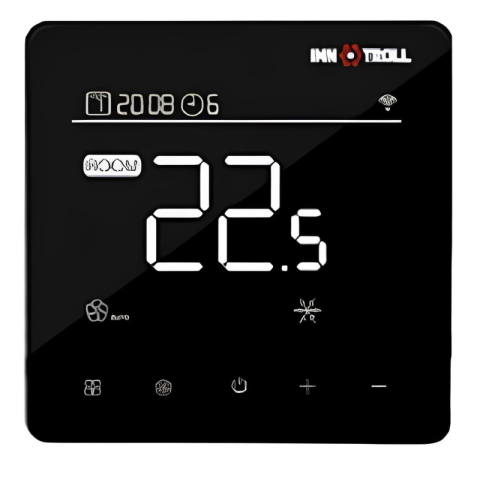 INCALZIRE IN PARDOSEA - Termostat digital NEGRU MAT programabil cald/rece pardoseala s i ventiloconvectoare, LCD, senzor umiditate, INNOTROLL HT-FC02 WIFI - mont aj in doza - 230 V