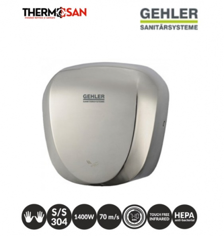 Uscator de maini INOX GEHLER cu filtru HEPA si senzor infrarosu - 1450 W [ AK2901 ] [1]