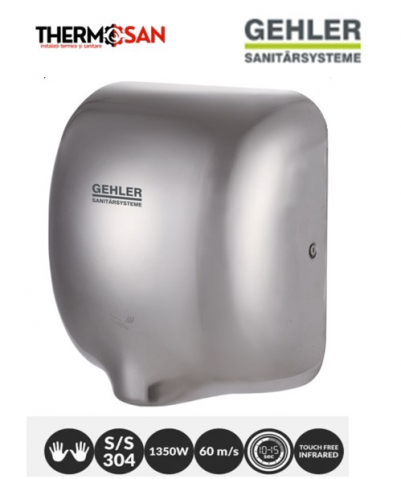 Uscator de maini INOX GEHLER cu senzor infrarosu - 1650 W [ AK2801 ] [1]