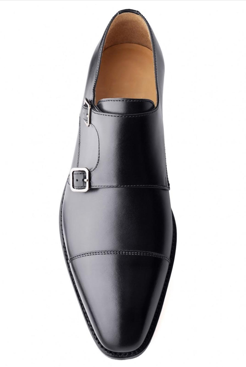 Pantofi bărbați Double Monk Strap din piele naturală neagră [2]