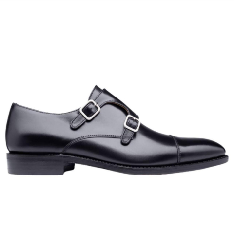 Bărbați - Pantofi bărbați Double Monk Strap din piele naturală neagră