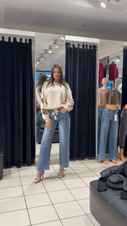 Blugi/Pantaloni - Blugi damă largi cu talie înaltă