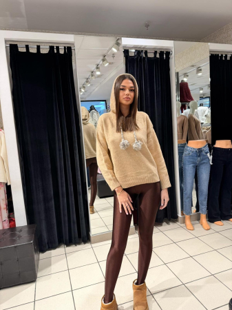 Colanți - Colanți maro lucioși