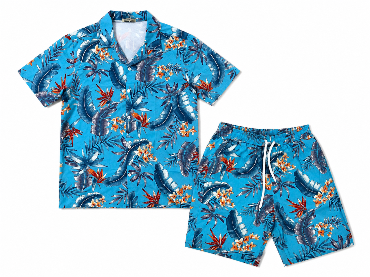 Compleu bărbătesc Hawaii Blue cu cămașă și pantaloni scurți [2]