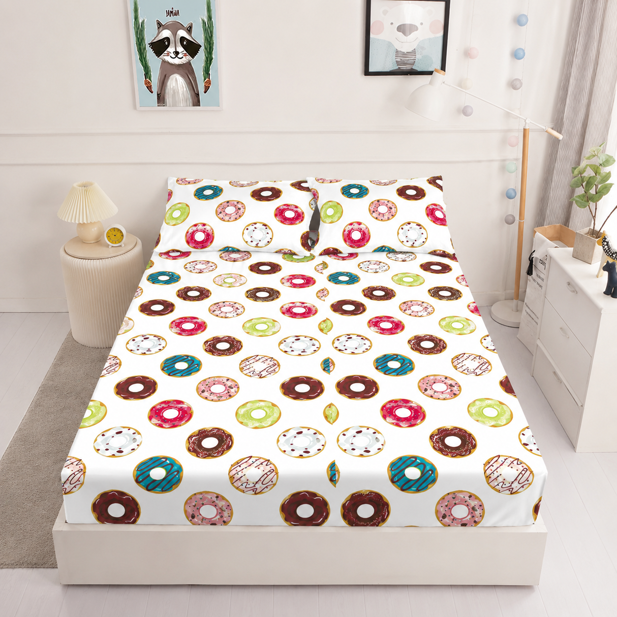 Husă de pat elastică Donuts 180x200 cm cu 2 fețe de pernă [2]