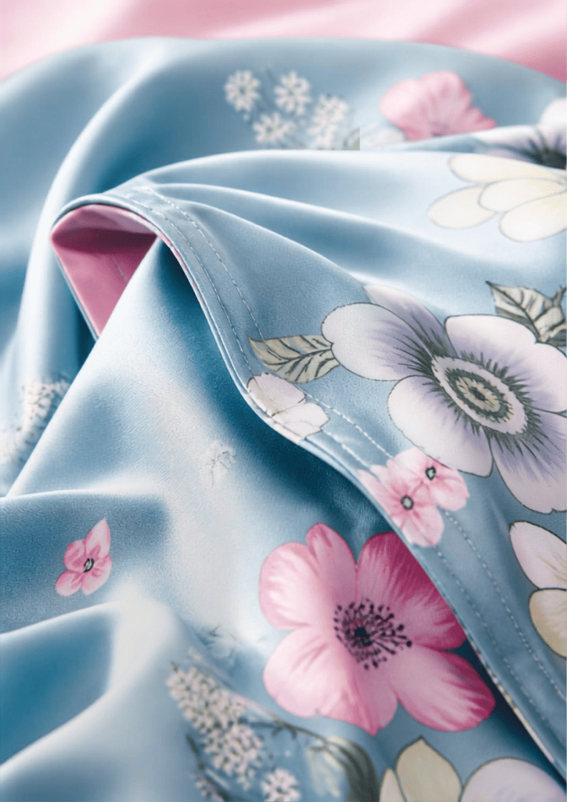 Lenjerie de pat finet 6 piese Albastru Floral 220x230 cm [3]