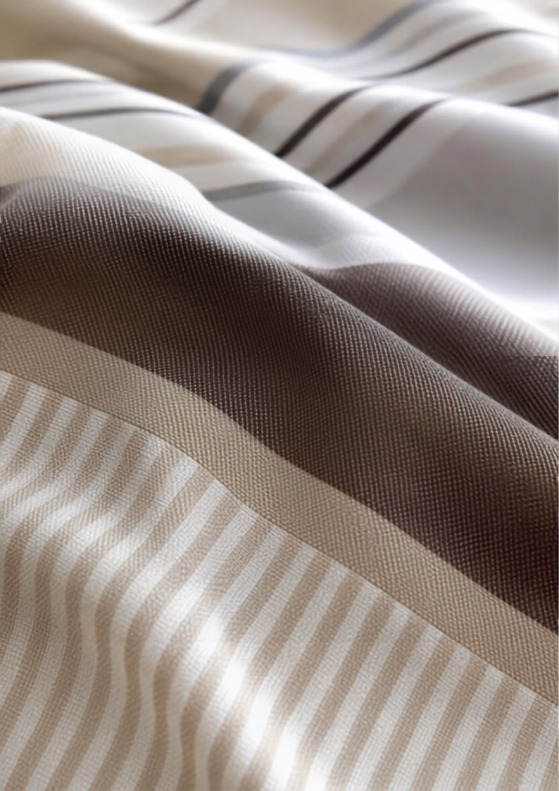 Lenjerie de pat finet 6 piese Dungi Bej-Maro 220x230 cm [2]