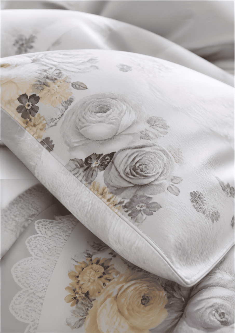 Lenjerie de pat finet 6 piese Floral Gri Elegant 220x230 cm [3]
